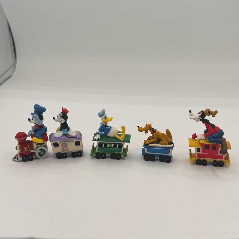 Vintage 1998 Disney Hallmark Miniature Train Set Mickey Minnie Donald Pluto Set